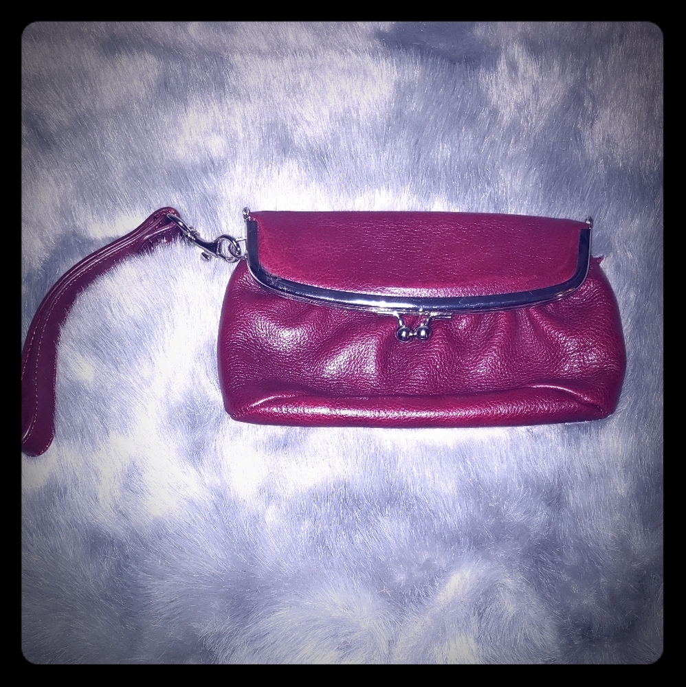 Latico leather wristlet wine color